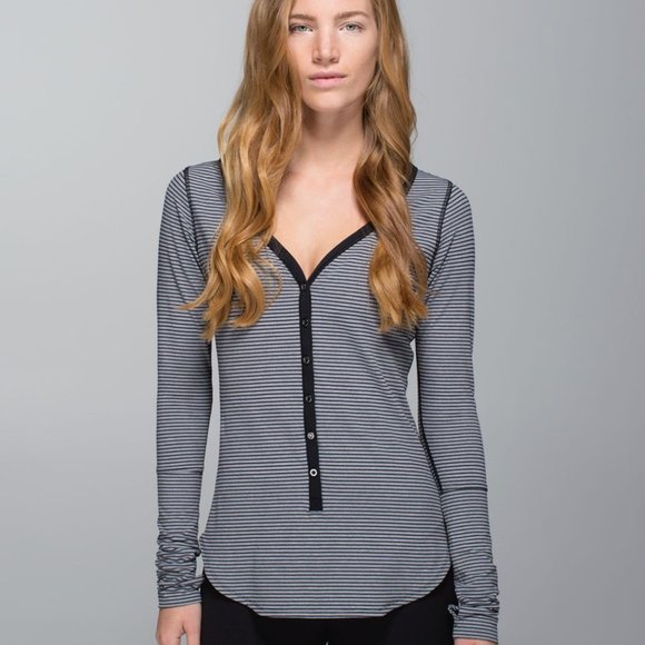 Lululemon Awesoma Henley Hyper Stripe Black 6